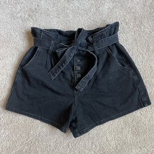 American Eagle Paperbag style black denim shorts